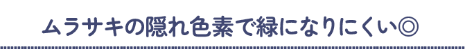 《アッシュブルー》はムラサキの隠れ色素で緑になりにくい