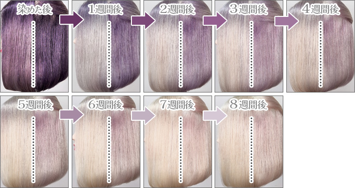 アッシュピンク白金ベース退色